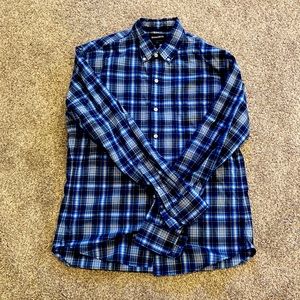 Size L slim fit Bonobos button down shirt. Dark blue and white pattern